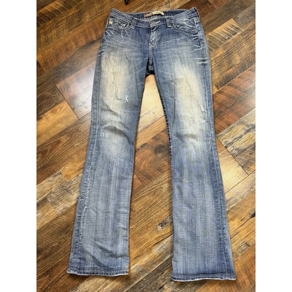 BIG STAR Hazel Curvy Fit Blue Denim Zip Stretch Jeans Pockets Women's Size 28L